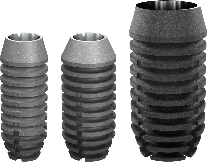 i-System implants: Ø3.0 × 8, Ø3.5 × 8 and a 4 mm implant
